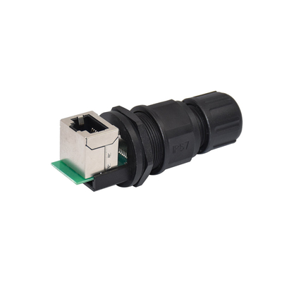 60V Black Industrial RJ45 Ethernet Connectors 8pin IP68