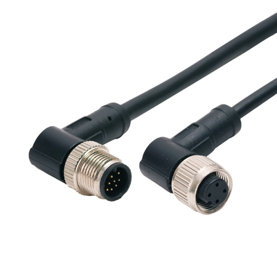 IP67 IP68 Waterproof Connector Female Male M12 A Code Straight and 90 bend Molding Cable