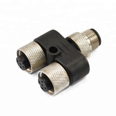 Customized Waterproof Y Type M12 8 Pin 2 Female to 1 Male M12 8 Poles Connector Adapter for Y Shape Splitter Cable
