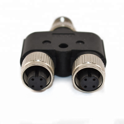 Customized Waterproof Y Type M12 8 Pin 2 Female to 1 Male M12 8 Poles Connector Adapter for Y Shape Splitter Cable