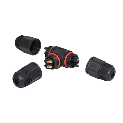 M20 2 PIN Outdoor IP67 T Type Waterproof Power Cable Connector 2 Pin To Dual 2 Pin