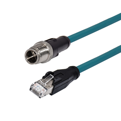 M12 8pin X Coding Male To RJ45 Male  Molded Shielded Waterproof Connector Cable  IP68