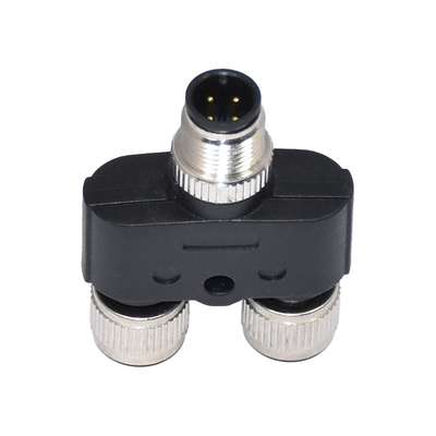 Customized Waterproof Y Type M12 8 Pin 2 Female To 1 Male M12 8 Poles Connector Adapter For Y Shape Splitter Cable