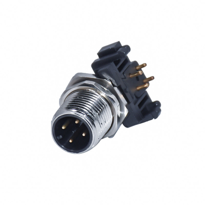 Industrial Camera 4P Elbow 4pin A-Coding Female Ip67 Connector Panel 4way M12 PCB Waterproof Connector