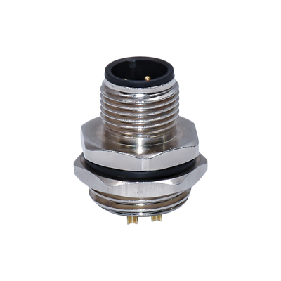 IEC Standard IP67 Solder Type Rear Fastened M12 Lock Automotive Male Waterproof Connector With Panel Mount And Wires