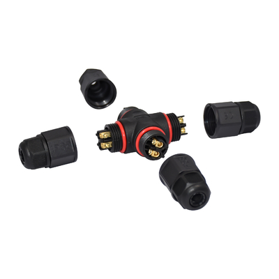 PVC Pa66 9mm Cable Waterproof Screw Connector 3 Pin Male IP68