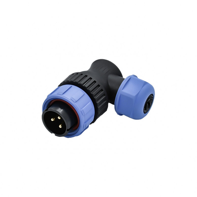 Nylon PA66 Sp21 Ip68 Male Plastic Connector Right Angled 9 Pin 22awg