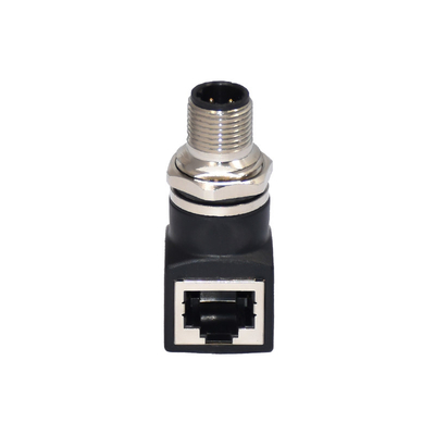 Male Rj45 90 Degree M12 Waterproof Connector Plastic Adapter A/D Coded