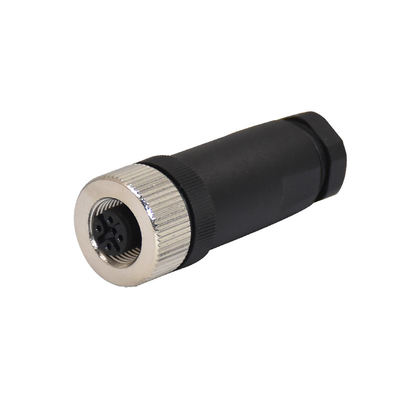 Wireable M12 Waterproof Connector Detachable IP67 CuZn Round Circular Connector 4 Pin RG PA66