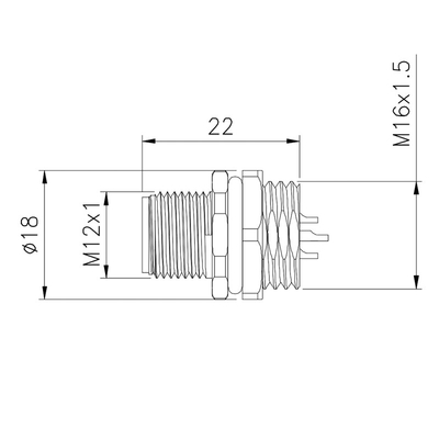 A/B/D Code M12 Solenoid Valve Connector PA66 Copper IP67 12P 17P