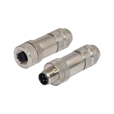 Automotive Industry M12 Waterproof Connector 4P Straight Metal CuZn