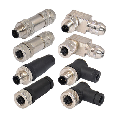 Automotive Industry M12 Waterproof Connector 4P Straight Metal CuZn