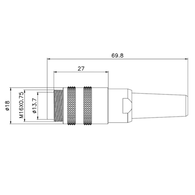 BPT Insert M16 Female Connector NBR FKM 4 Pin Brass Coupling Nickel Plated