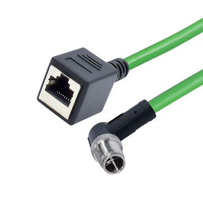 M12 X Code 8 Pin Male To Female Rj45 Adapter Cable Customized Length CE Certification