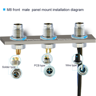 Flange Socket M8 Waterproof Connector IP67 3 8 Pin PCB Mount 250V