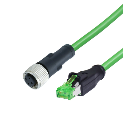 waterproof cable M12 4P D-Coding Male Connector to RJ45 Male Plug Field Installable Connector