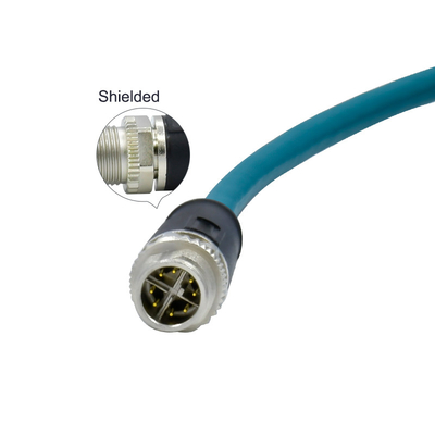 Waterproof Molded M12 X Code Connector Au Contact For Ethernet Interface