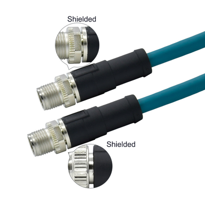 Waterproof Molded M12 X Code Connector Au Contact For Ethernet Interface