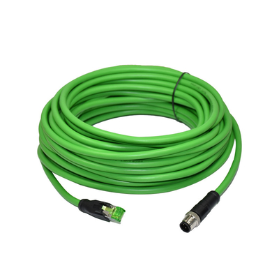 Cat 5e M12 To Rj45 Ethernet Cable IP67 IP68 Male To Female For Sensor Automation
