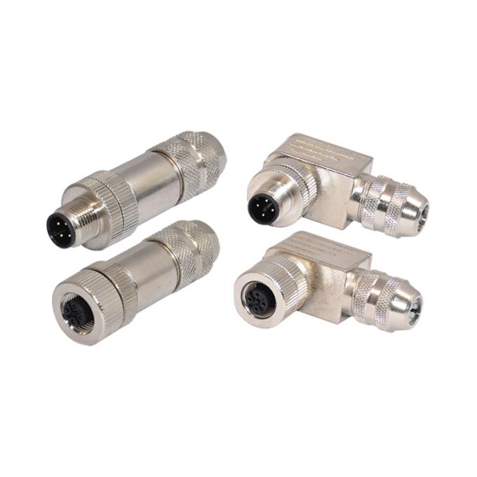 Automotive Industry M12 Waterproof Connector 4P Straight Metal CuZn 3