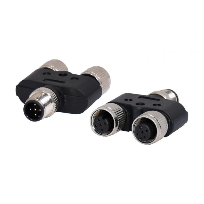 Ip67 Screw M12 Waterproof Connector 5 Pin Male Y Type TPU GF 0